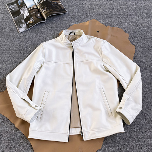 高端柔软小牛皮机车骑行服