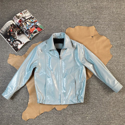 高级港风复古头层小牛皮外套