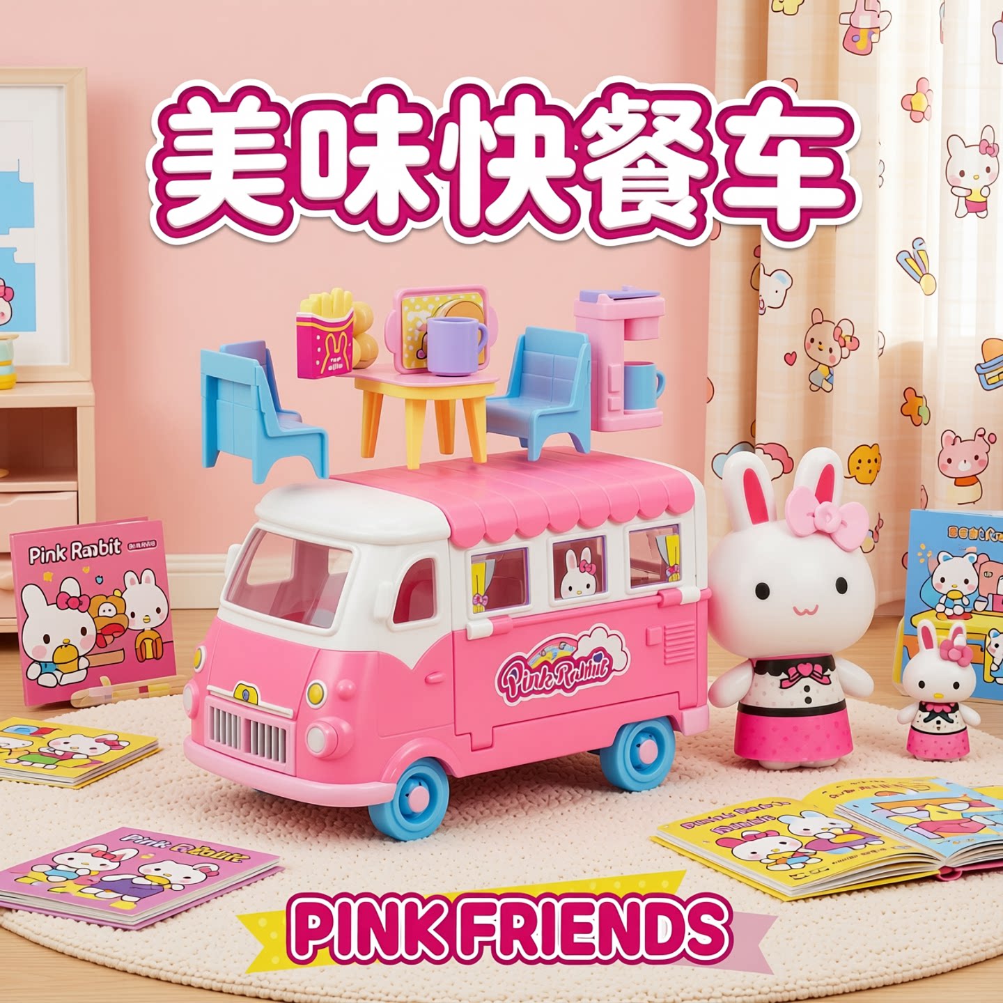 看医生粉红兔开心萌宠包包女孩过家家玩具迷你小房子小汽车小书包
