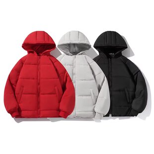 高街加厚棉服冬季新款情侣炸街面包服百搭休闲棉衣保暖中长款翻领