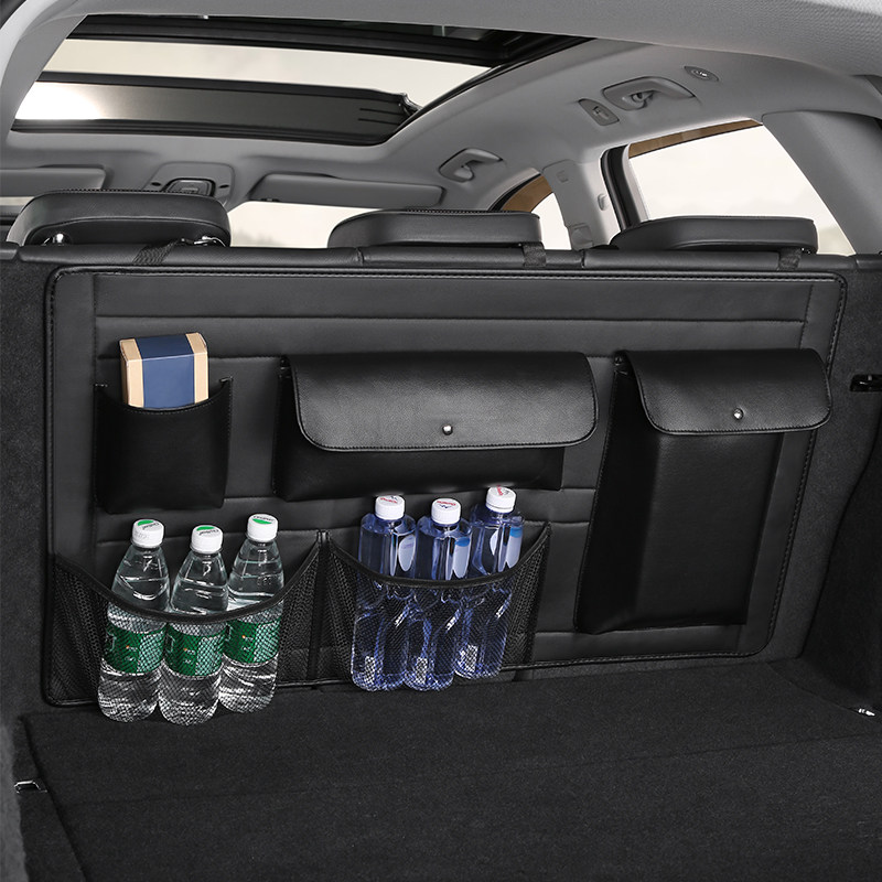 奥迪q3q7q8q5l保时捷macan卡宴后备箱座椅靠背收纳袋储物箱整理盒