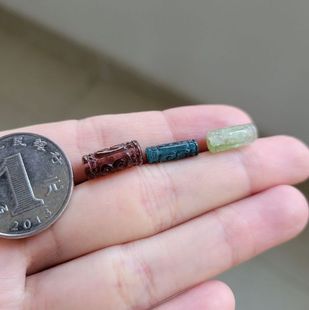 天然碧玺回纹珠 细长款 一物一图 长条碧玺回纹珠 DIY 路路通