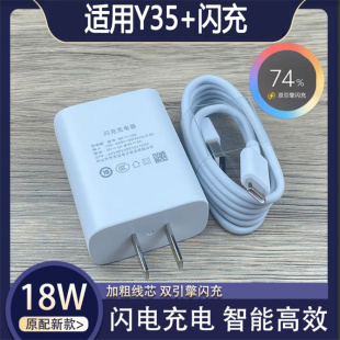 快充充电线18W瓦充电插头加长数据线2米一套原装 适用VIVOY35 c接口vivo手机y35 18w闪充Type 会岛 充电器套装