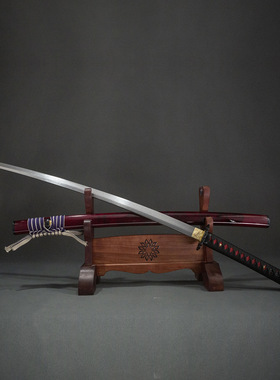 龙泉一体花纹钢大马士革纹居合刀东洋武士刀日本刀katana 未开刃