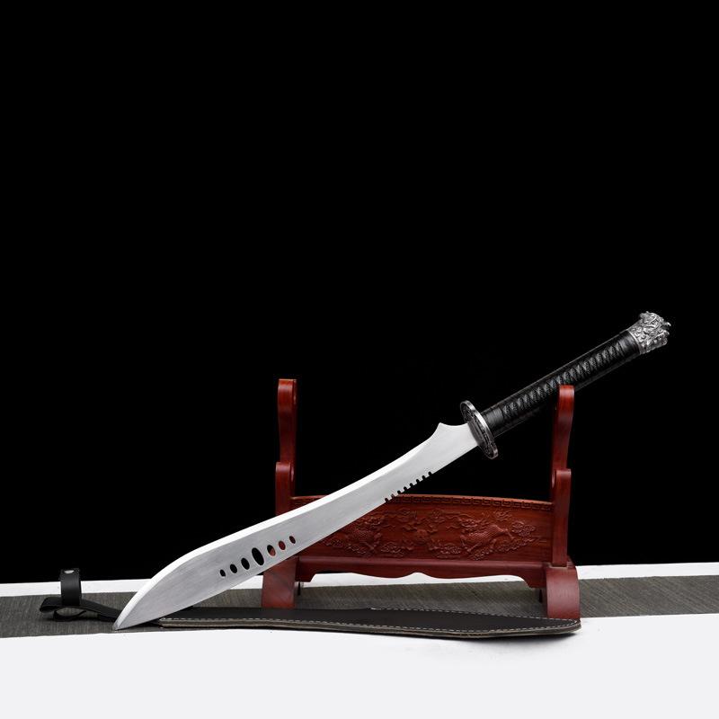 龙泉刀剑军腿弯刀户外刀高硬锰钢