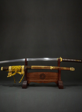 龙泉周匠手工大马士革纹日本刀