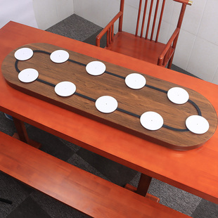 家用长方形电动餐桌转盘酒店椭圆电动旋转传送带托盘别墅长桌设备