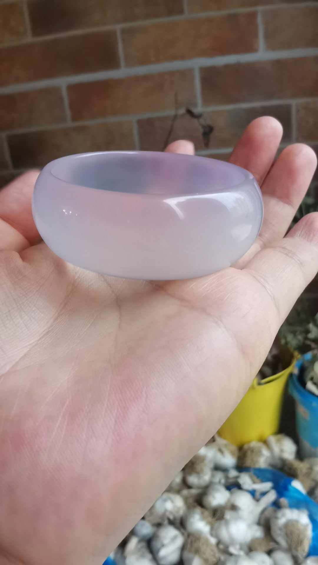 天然冰种紫罗兰白月光荔枝冻白玛瑙手镯白玉髓玉镯子加宽轮胎版