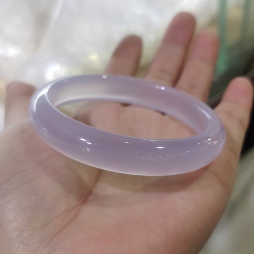纯天然冰飘紫玛瑙手镯高冰透原色
