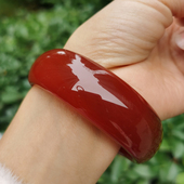 天然正品 女旺夫真玉镯本命年礼物 红玛瑙手镯红色玉髓镯子加宽窄版