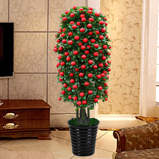 盆栽树假树苹果树假花摆设客厅招财绿植仿真假果金桔落地摆件家居