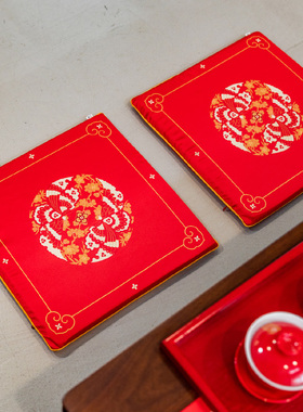 结婚敬茶跪垫婚礼红色喜字改口婚礼婚庆防滑拜堂垫坐垫两用一对