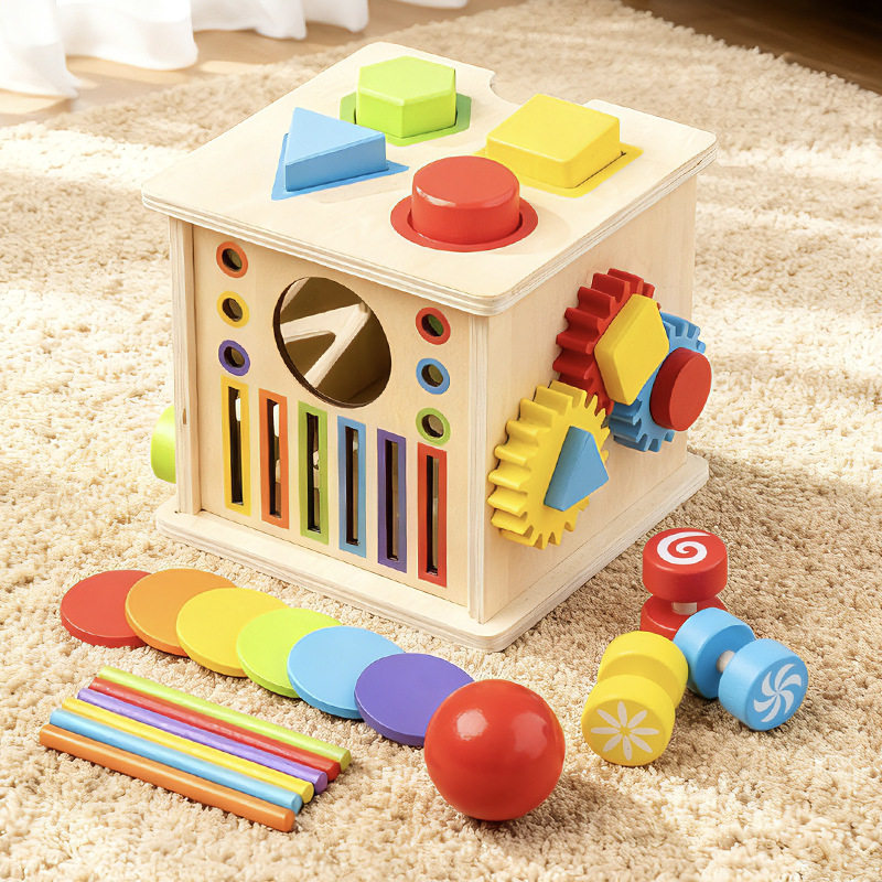 儿童木质蒙氏八合一分类智力盒形状颜色配对投球投币早教益智玩具,节庆用品/礼品,创意/设计玩具,淘宝优惠券,粉丝福利购,淘宝优惠卷