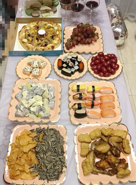 一次性纸盘子甜品台装饰布置餐具儿童生日派对水果野餐摆盘蛋糕碟