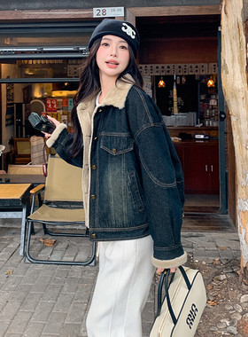 2024冬季牛仔加厚外套仿水貂毛内里保暖御寒2C233-8833-P185-K269