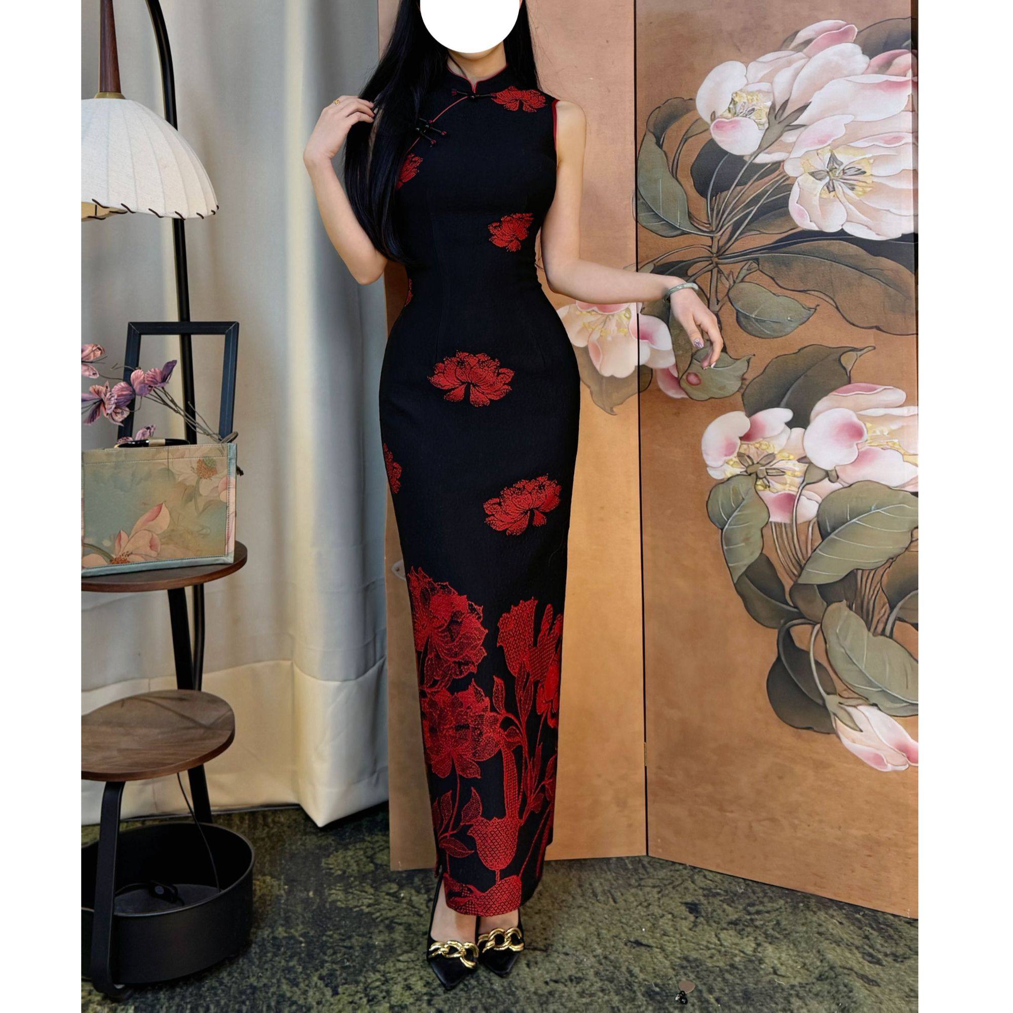 秋辞香~彼岸双生 无袖显瘦气质国风修身新中式改良旗袍连衣裙