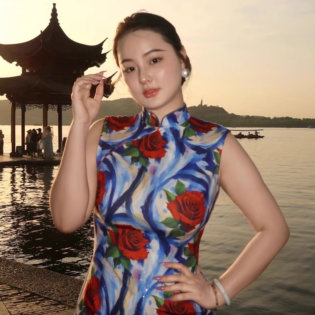 秋辞香~半生韶华 长款修身细闪春秋中长款花花旗袍连衣裙