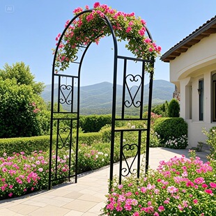 欧式拱门爬藤架户外铁艺拱门花架防锈防烫伤花园蔷薇铁线莲攀爬架