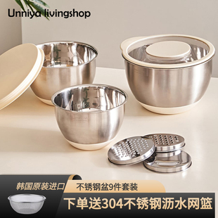 现货姜妍洗菜盆料理盆不锈钢盆沥水篮淘米盆烘焙碗和面盆刨丝器