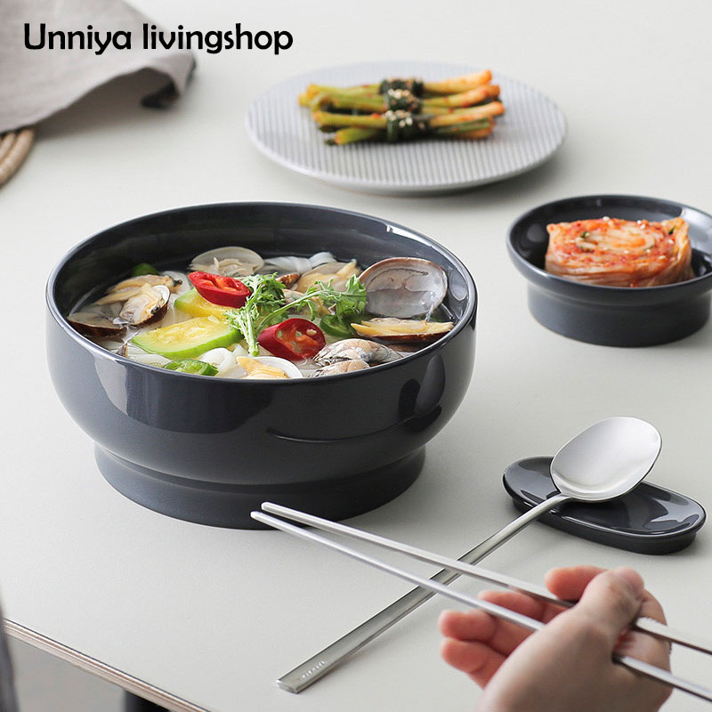 韩国进口白色碗面碗釉下彩面碗