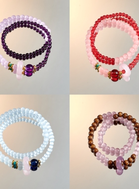 彩幻晶韵双圈手串女小众春夏手链