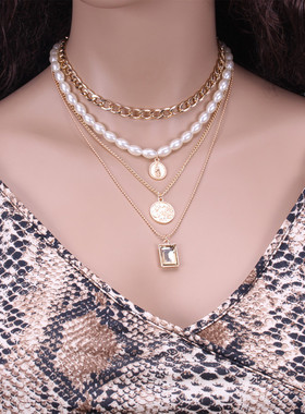 欧美跨境饰品复古多层混搭项链