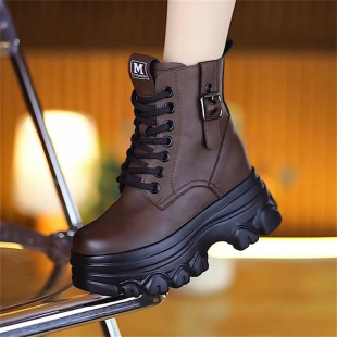 秋冬小个子松糕厚底短靴百搭爆款 特价 品牌内增高马丁靴女2025新款