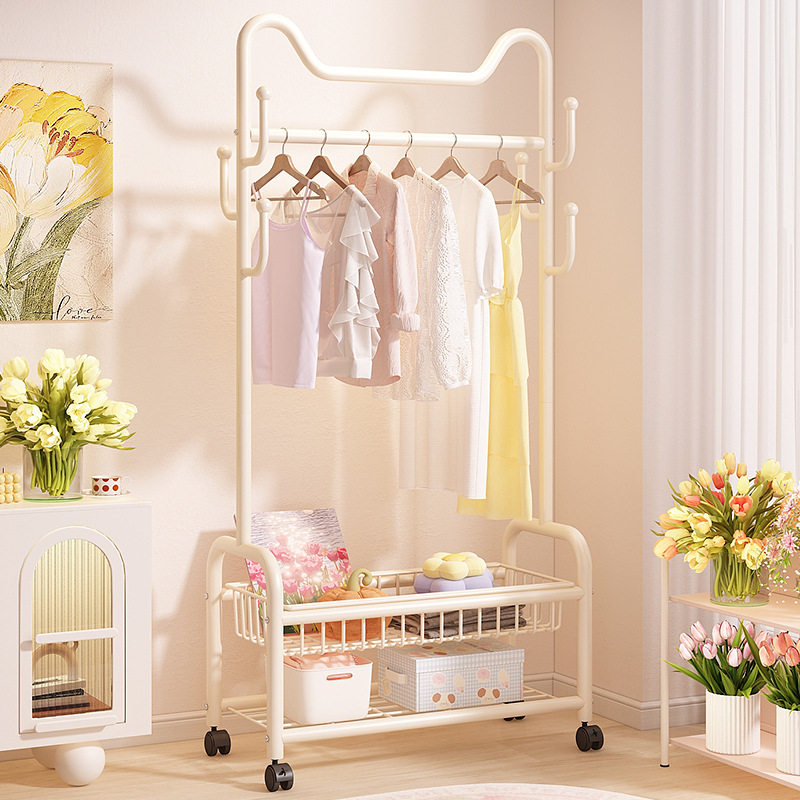 衣帽架落地衣架卧室内家用猫耳晾衣架简易衣服收纳置物架移动,收纳整理,小型晾晒架,淘宝优惠券,粉丝福利购,淘宝优惠卷