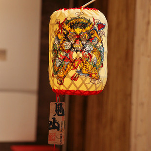 非遗手工艺品手工竹编竹篓龙虎麒麟神兽复古风悬挂商场布置宫灯笼