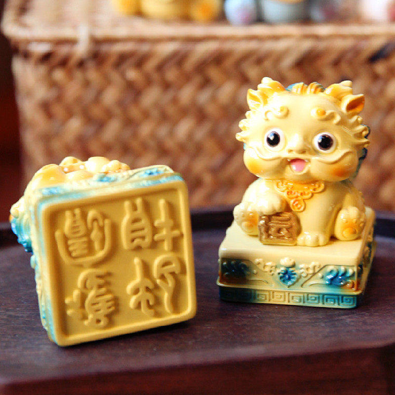 貔貅玉玺 中国潮风复古风卡通铜钱麒麟狮子汽车摆件工艺礼品