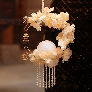 月桂花灯笼成品 圆月兔子跳舞蹈手提复古风发光花瓣宫灯笼中秋节