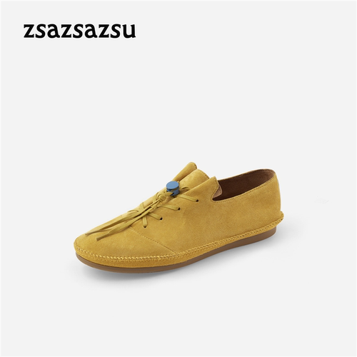 zsazsazsu莎莎苏2026秋新款羊反绒薄底乐福老钱风女鞋Z76504A-02