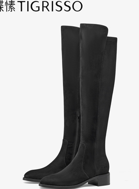 Tigrisso蝶愫2025冬蹀愫羊绒圆头增高长靴骑士靴瘦瘦靴TA65793-50