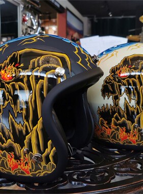 台湾Gallop摩托车3/4半盔艺术彩绘vespa踏板复古通勤机车男女头盔