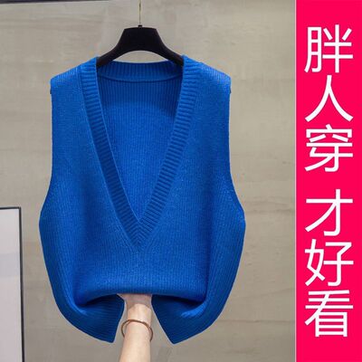 【专柜大码】深v领针织马甲背心女2025秋冬新款宽松马夹外穿上衣