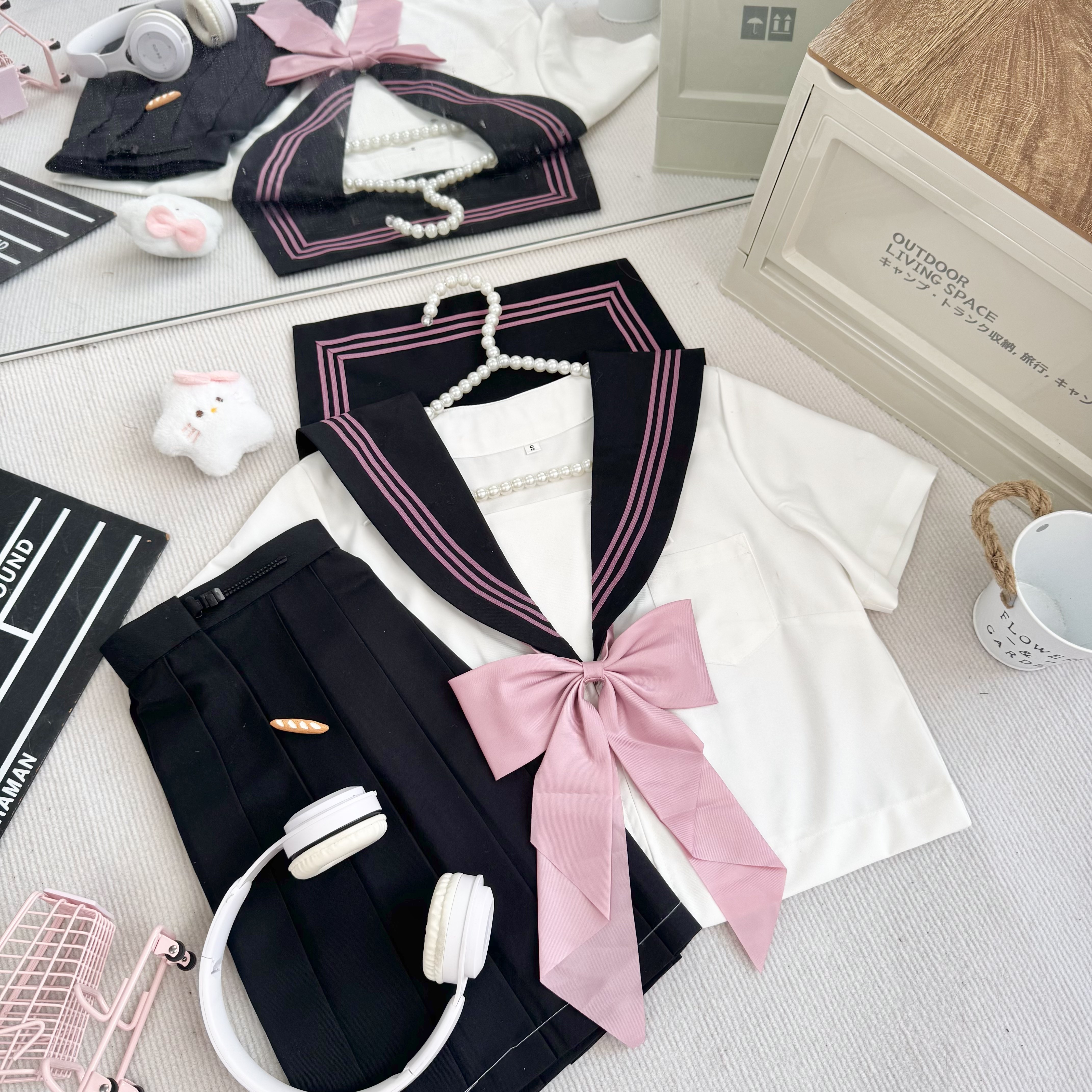 柒小喵JK制服白三本水手服正版学生校服
