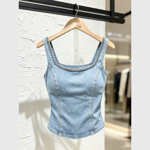 2026夏季减龄蓝色牛仔短款吊带