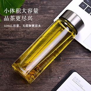 500ml大容量透明单层玻璃杯水杯带盖泡茶杯子定制logo广告杯印字