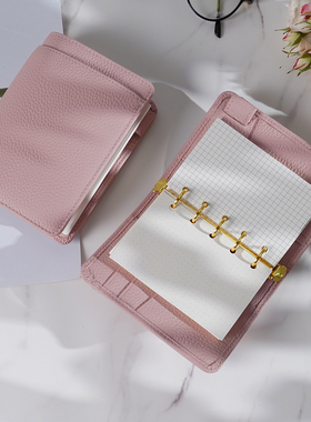 真皮荔枝纹便携手账本 M5A8/A7活页笔记本护照夹随身手帐集章本包