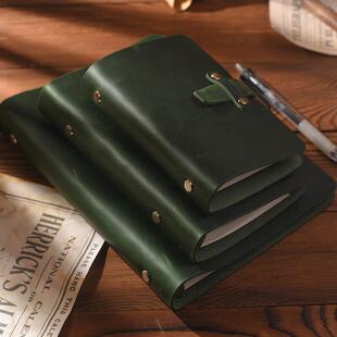 疯马皮简约文艺复古日记本真皮笔记本文艺怀旧旅行A5A6A7无插袋款