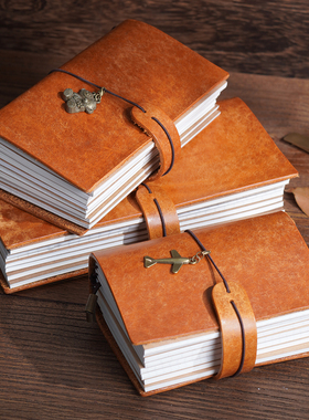 加厚款头层牛皮TN本特效磨砂植鞣手账笔记本真皮超能写学生日记本