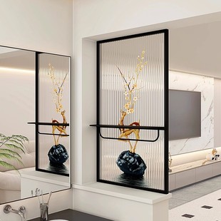 新款简约卫生间长虹玻璃半墙屏风轻奢干湿洗手台创意隔断客厅铁艺