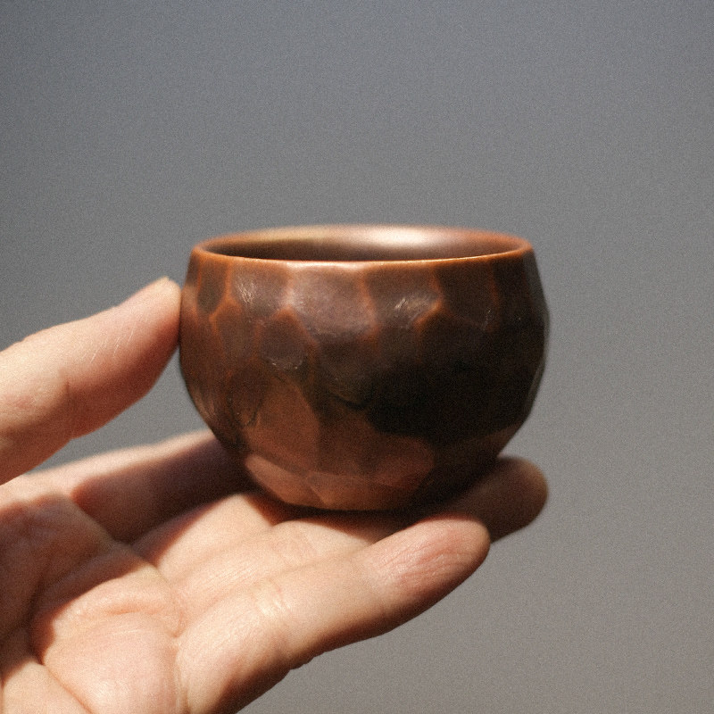 台湾柴烧大师吴金维柴烧切面钻石杯茶杯品茗杯个人单杯柴窑茶具