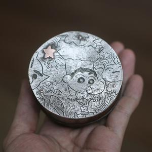 全手工老梅竹雕刻锤纹锡盖置