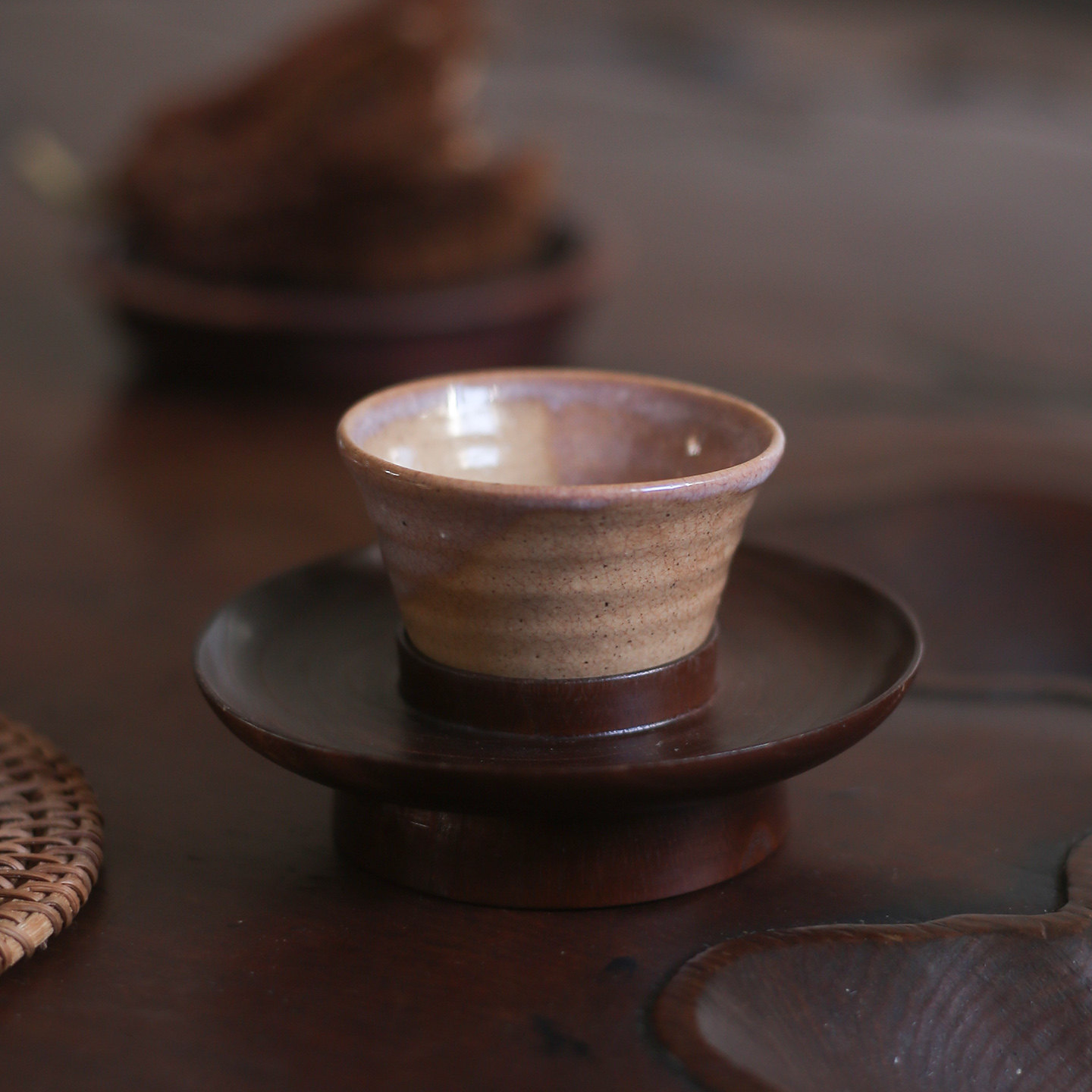 中古老茶器手拉胚萩烧茶杯