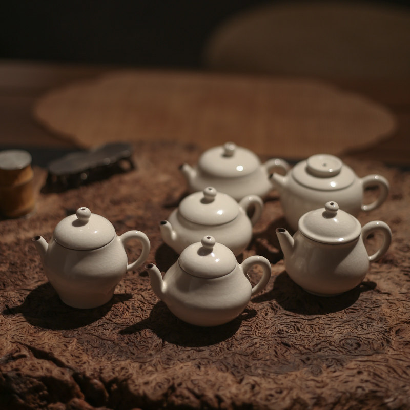 景德镇手工陶器粉引手工小品壶茶壶功夫茶具泡茶壶小容量开片可养