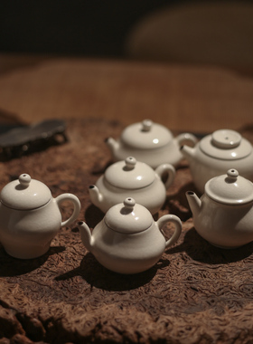 景德镇手工陶器粉引手工小品壶茶壶功夫茶具泡茶壶小容量开片可养