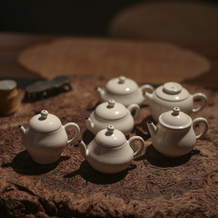 景德镇手工陶器粉引手工小品壶茶壶功夫茶具泡茶壶小容量开片可养