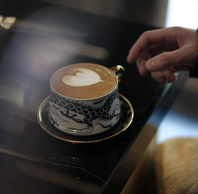 景德镇枕石向野龙行手绘青花咖啡套杯茶杯马克杯