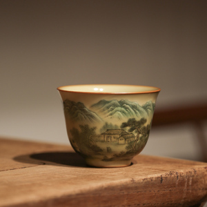 五彩手绘归隐山居茶杯